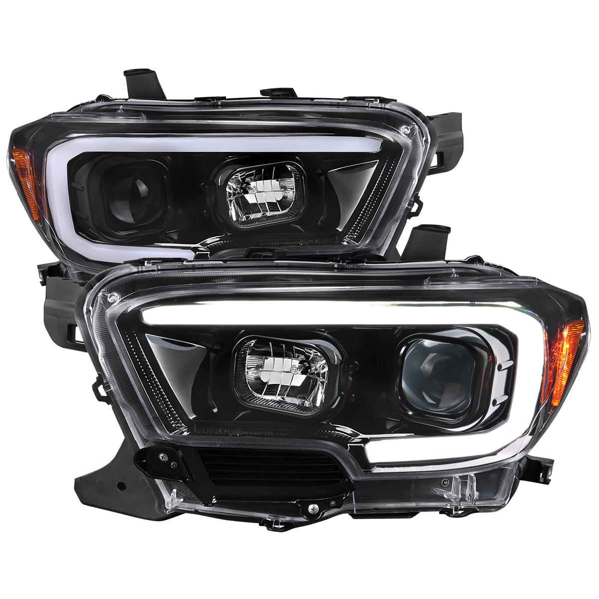 2016-2023 Toyota Tacoma Switchback LED C-Bar Projector Headlights (Glossy Black Housing/Clear Lens)