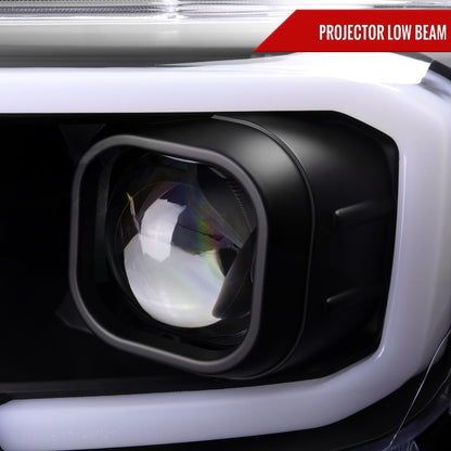 2016-2023 Toyota Tacoma Switchback LED C-Bar Projector Headlights (Matte Black Housing/Clear Lens)