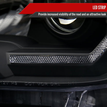 2016-2023 Toyota Tacoma LED Bar Projector Headlight (Matte Black Housing/Clear Lens)