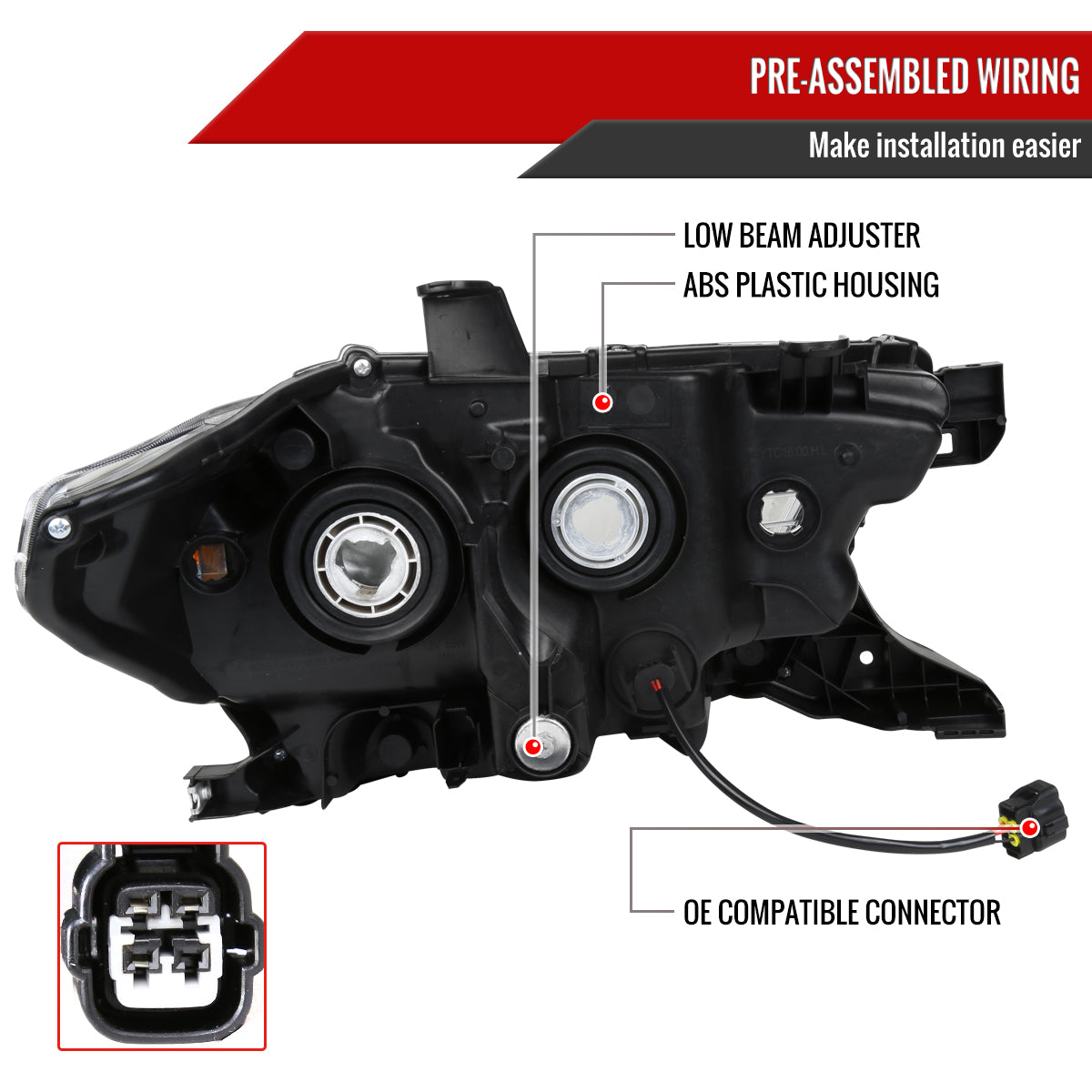 2016-2023 Toyota Tacoma LED Bar Projector Headlight (Matte Black Housing/Clear Lens)