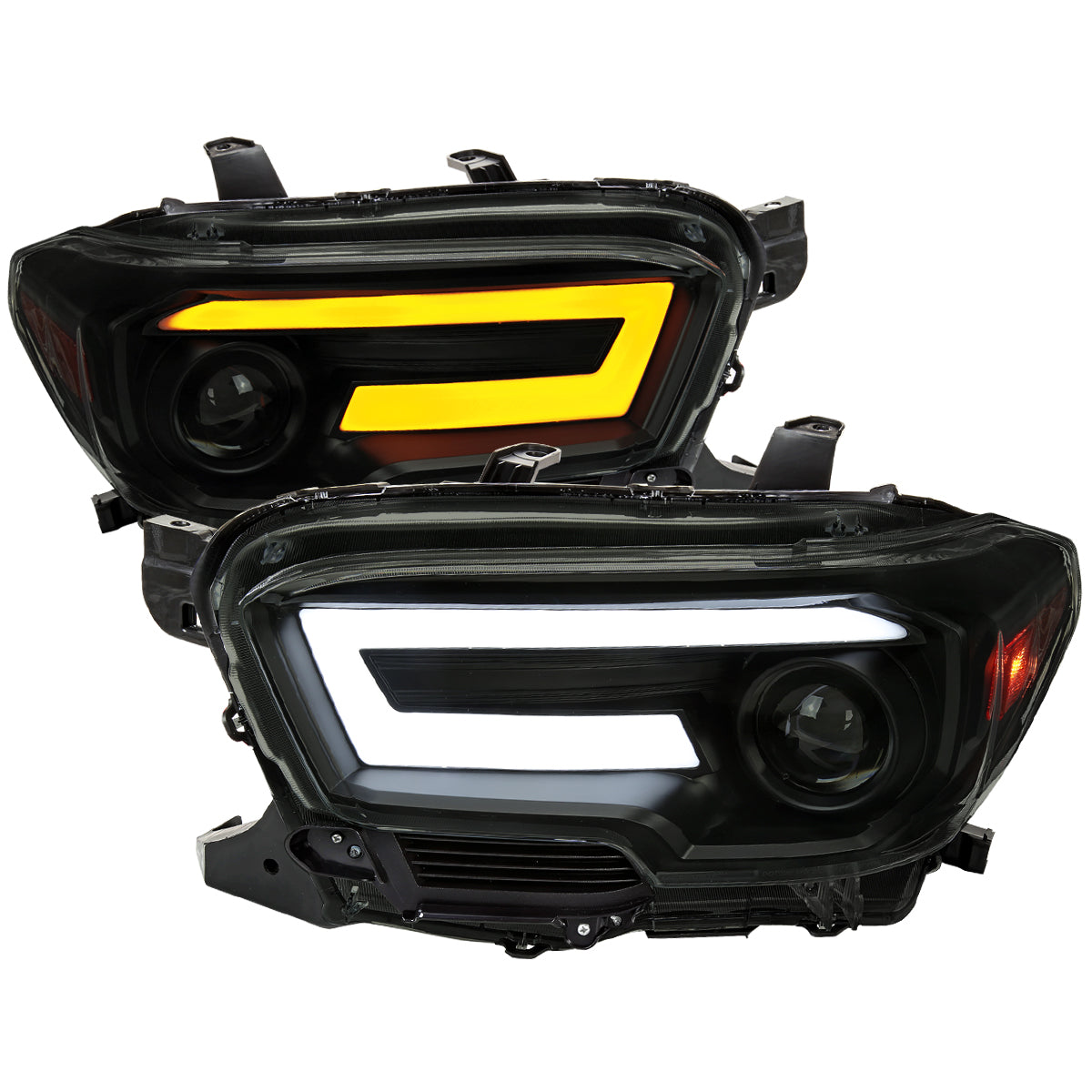 2016-2023 Toyota Tacoma Switchback Sequential LED Bar Projector Headlights (Black Housing/Smoked Lens)