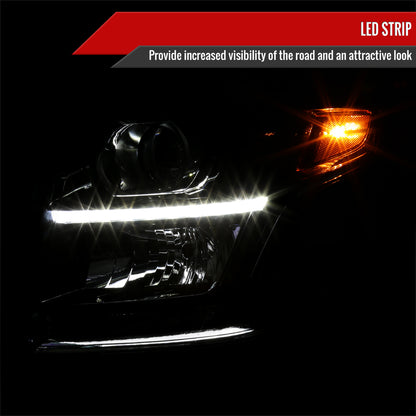 2015-2020 Chevrolet Tahoe/Suburban LED Strip Projector Headlights (Black Housing/Clear Lens)