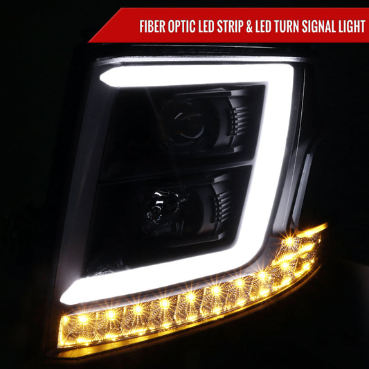 2015-2020 Chevrolet Tahoe Suburban/ 2016-2019 Suburban 3500HD LED C-Bar Projector Headlights w/ LED Turn Signal Lights (Matte Black Housing/Clear Lens)