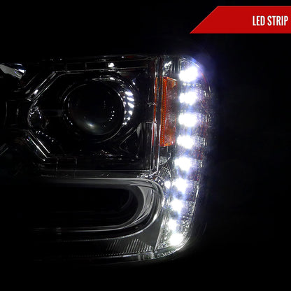 2002-2009 Chevrolet Trailblazer Projector Headlights w/ LED Light Strip (Chrome Housing/Clear Lens)