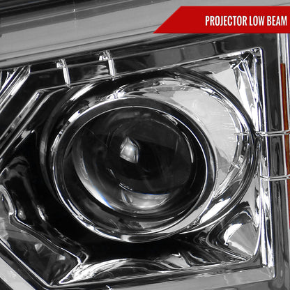 2002-2009 Chevrolet Trailblazer Projector Headlights w/ LED Light Strip (Chrome Housing/Clear Lens)