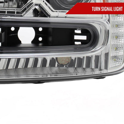 2002-2009 Chevrolet Trailblazer Projector Headlights w/ LED Light Strip (Chrome Housing/Clear Lens)