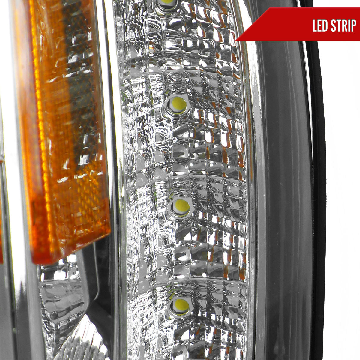 2002-2009 Chevrolet Trailblazer Projector Headlights w/ LED Light Strip (Chrome Housing/Clear Lens)