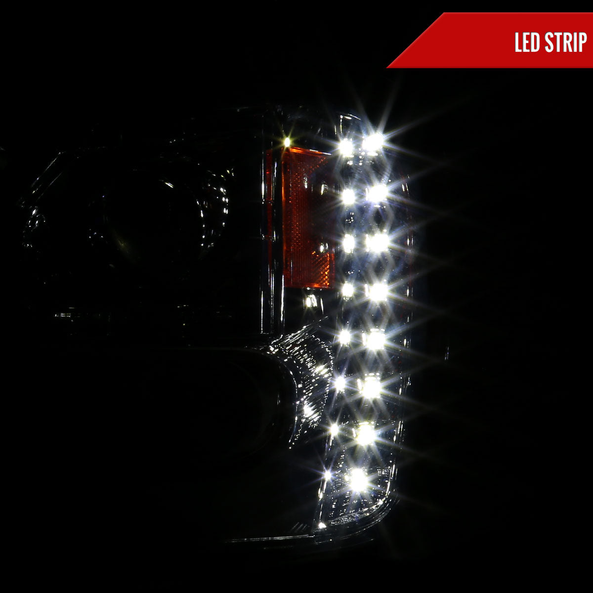 2002-2009 Chevrolet Trailblazer Projector Headlights w/ LED Light Strip (Chrome Housing/Smoked Lens)