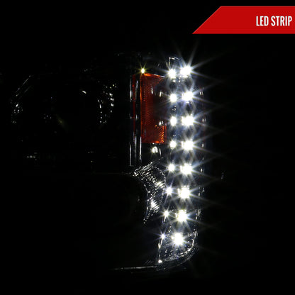 2002-2009 Chevrolet Trailblazer Projector Headlights w/ LED Light Strip (Chrome Housing/Smoked Lens)