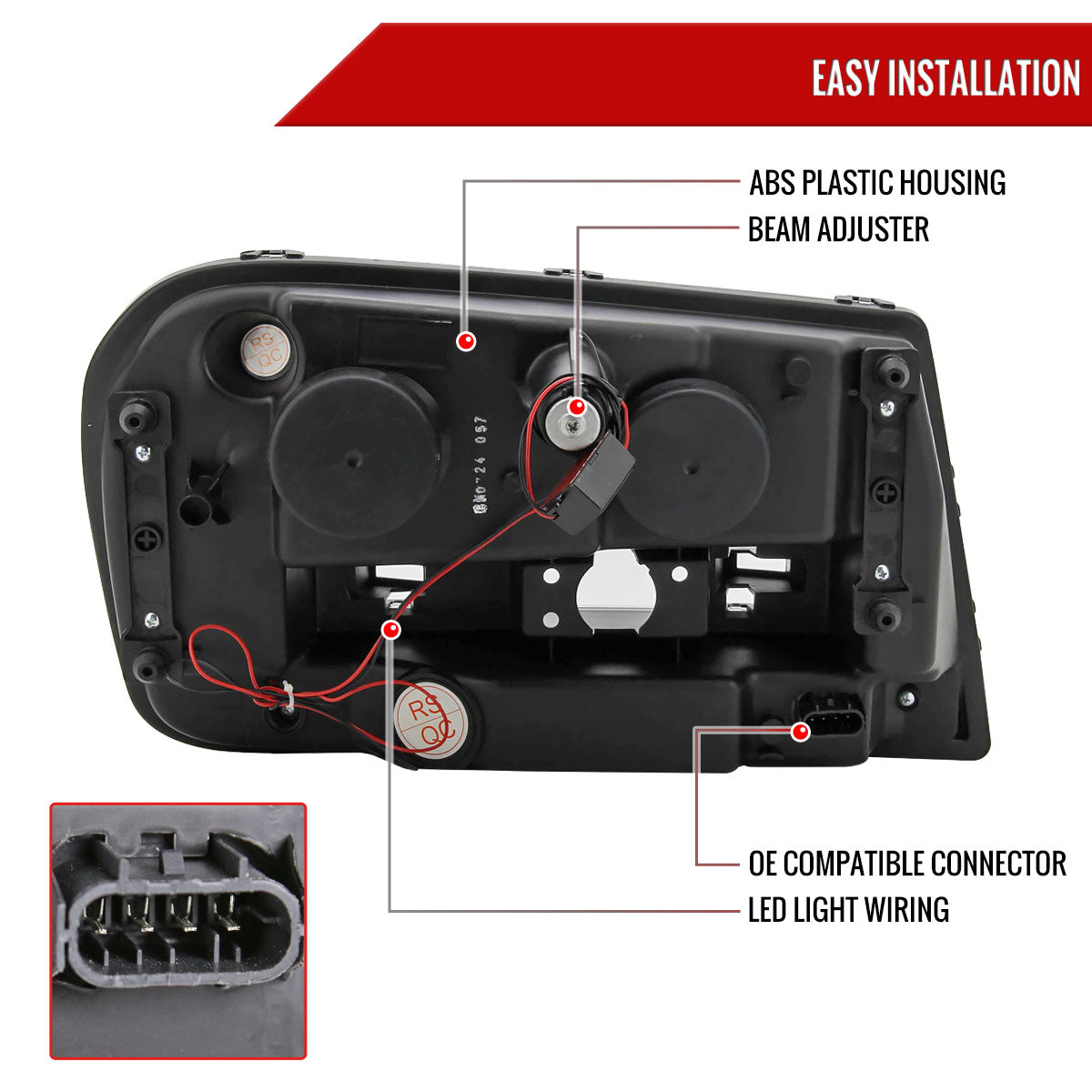 2002-2009 Chevrolet Trailblazer Projector Headlights w/ LED Light Strip (Chrome Housing/Smoked Lens)
