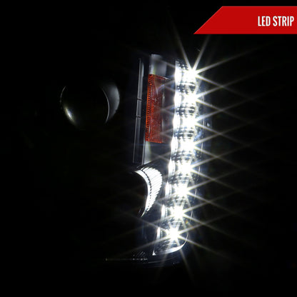 2002-2009 Chevrolet Trailblazer Projector Headlights w/ LED Light Strip (Matte Black Housing/Clear Lens)