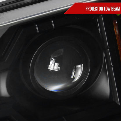 2002-2009 Chevrolet Trailblazer Projector Headlights w/ LED Light Strip (Matte Black Housing/Clear Lens)