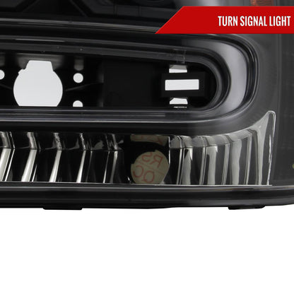 2002-2009 Chevrolet Trailblazer Projector Headlights w/ LED Light Strip (Matte Black Housing/Clear Lens)