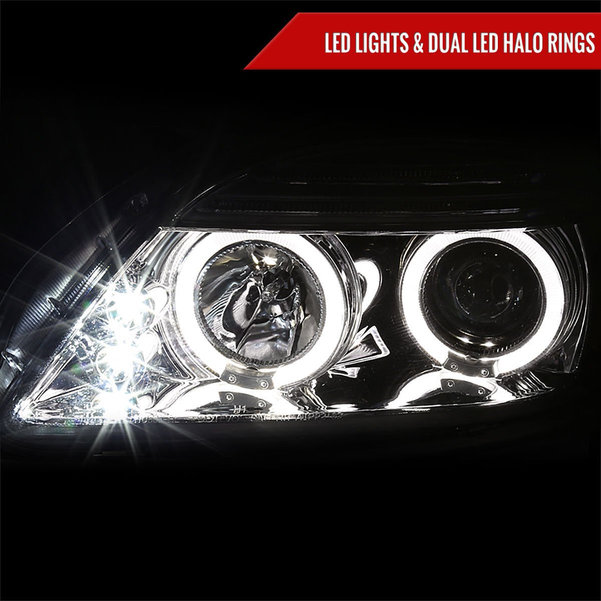 2005-2010 Scion tC Dual Halo Projector Headlights (Chrome Housing/Clear Lens)