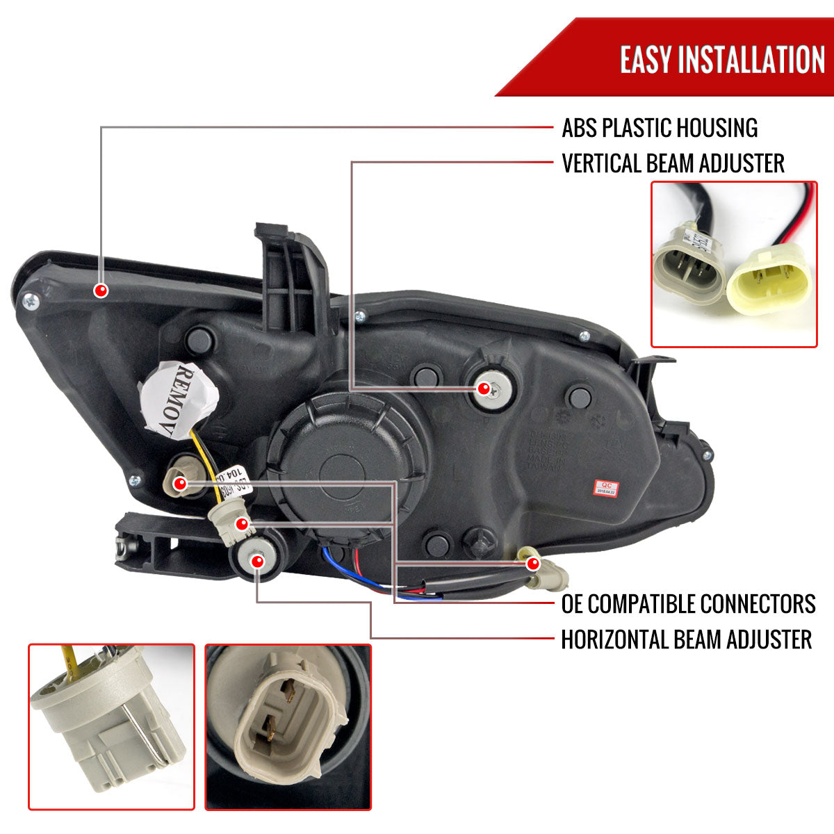 2011-2013 Scion tC LED Bar Projector Headlights w/ LED Turn Signal Lights (Glossy Black Housing/Smoked Lens)