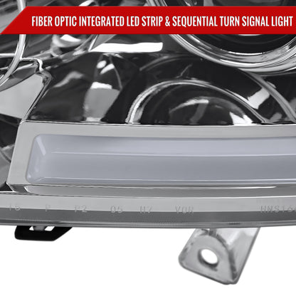 2004-2015 Nissan Titan / 2004-2007 Armada LED C-Bar Projector Headlights w/ Switchback Sequential Turn Signals (Chrome Housing/Clear Lens)
