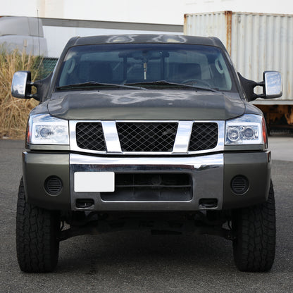 2004-2015 Nissan Titan / 2004-2007 Armada LED C-Bar Projector Headlights w/ Switchback Sequential Turn Signals (Chrome Housing/Clear Lens)