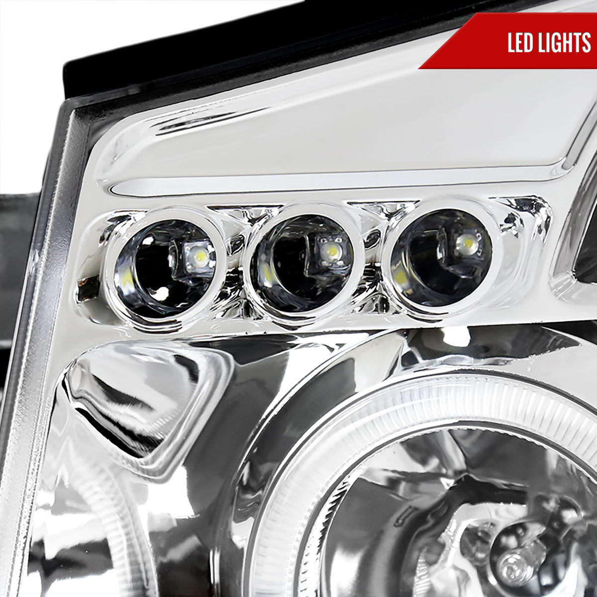 2004-2015 Nissan Titan/ 2004-2007 Armada Dual Halo Projector Headlights (Chrome Housing/Clear Lens)