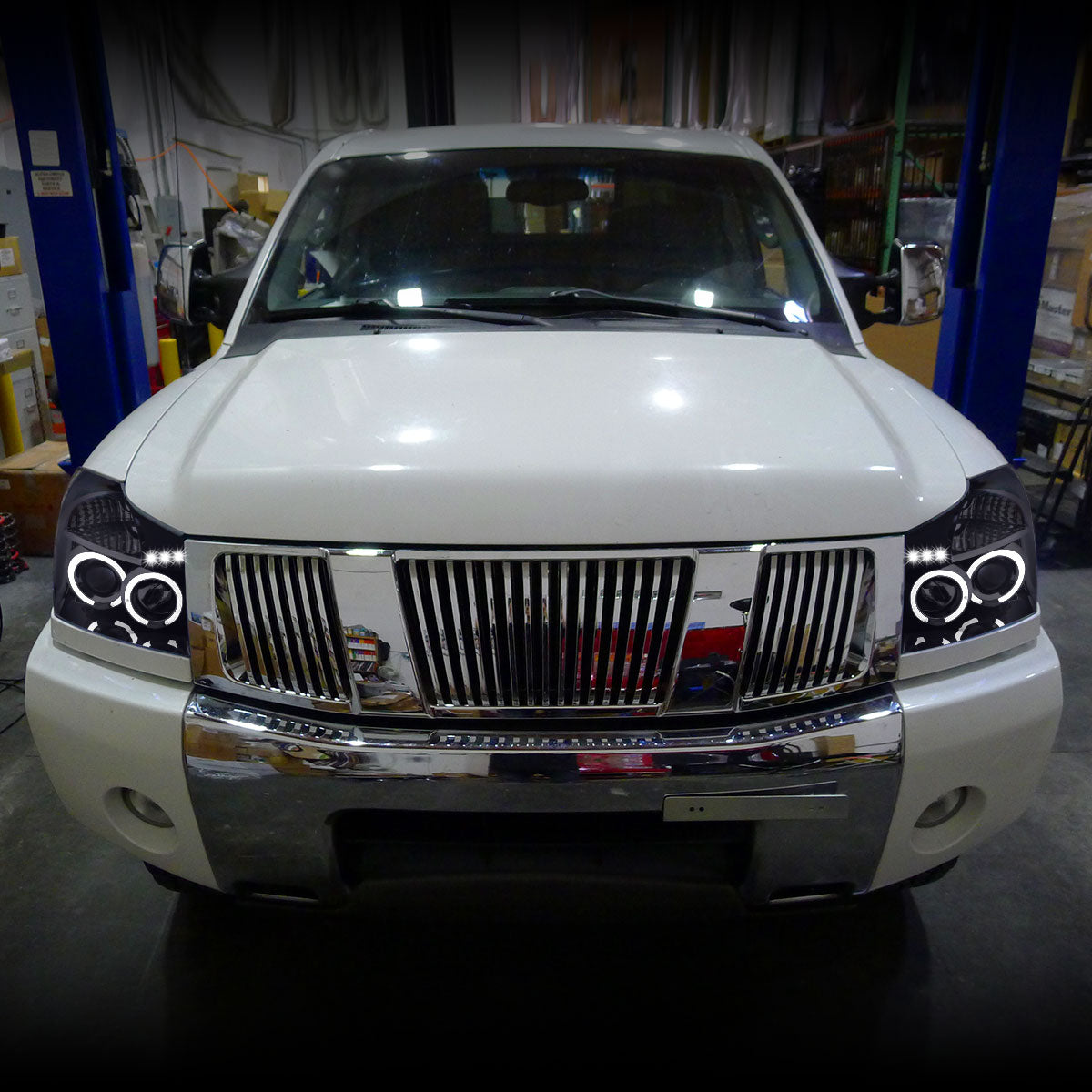 2004-2015 Nissan Titan/ 2004-2007 Armada Dual Halo Projector Headlights (Glossy Black Housing/Smoked Lens)