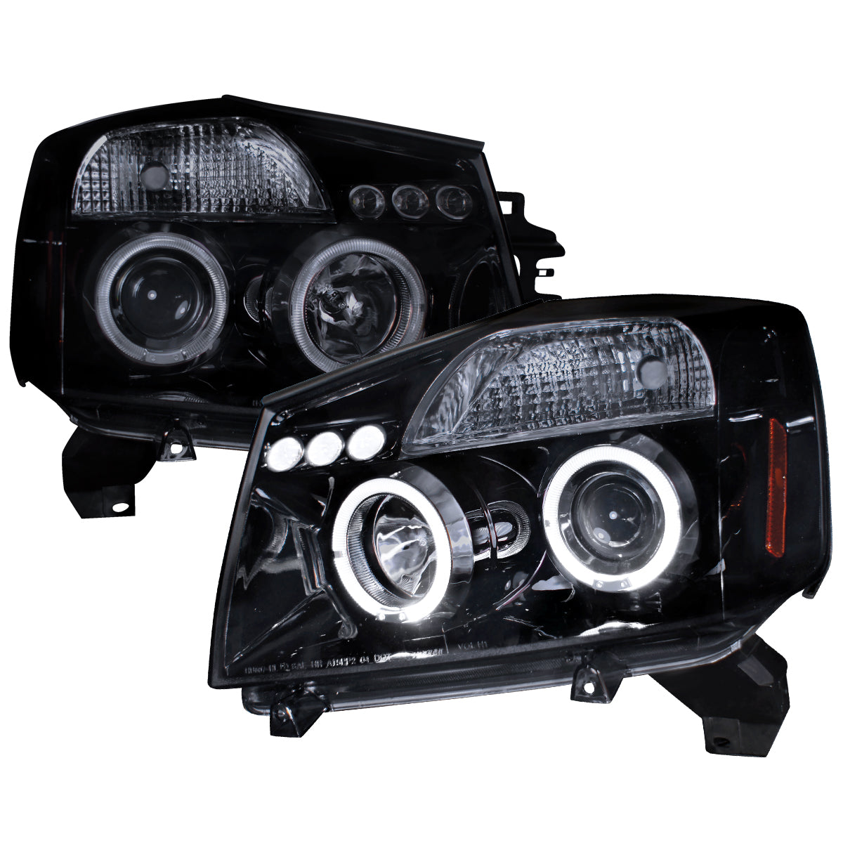 2004-2015 Nissan Titan/ 2004-2007 Armada Dual Halo Projector Headlights (Glossy Black Housing/Smoked Lens)
