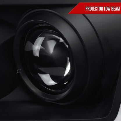 2004-2015 Nissan Titan / 2004-2007 Armada LED C-Bar Projector Headlights w/ Switchback Sequential Turn Signals (Matte Black Housing/Clear Lens)