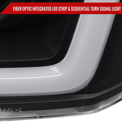 2004-2015 Nissan Titan / 2004-2007 Armada LED C-Bar Projector Headlights w/ Switchback Sequential Turn Signals (Matte Black Housing/Clear Lens)