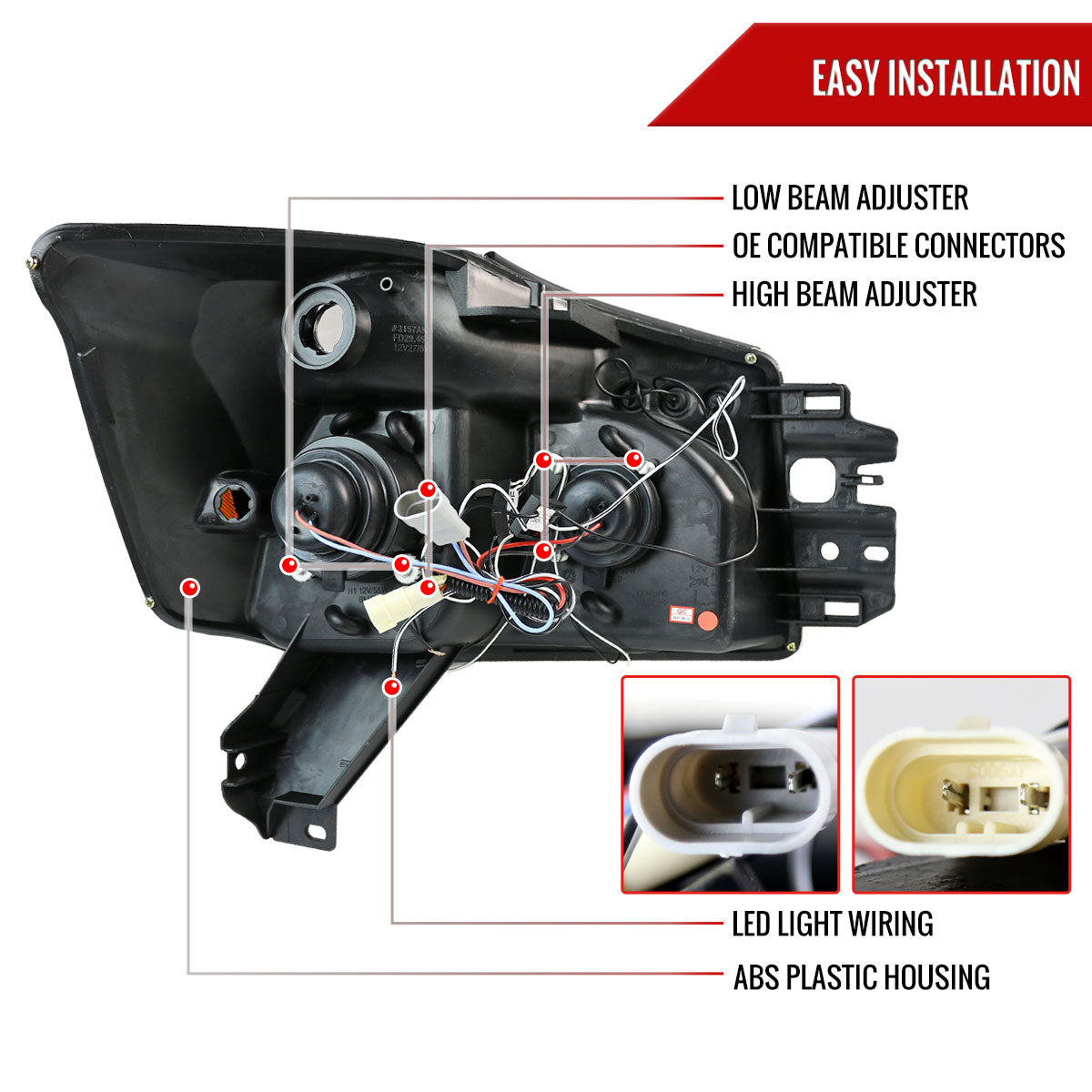 2004-2015 Nissan Titan/ 2004-2007 Armada Dual Halo Projector Headlights (Matte Black Housing/Clear Lens)