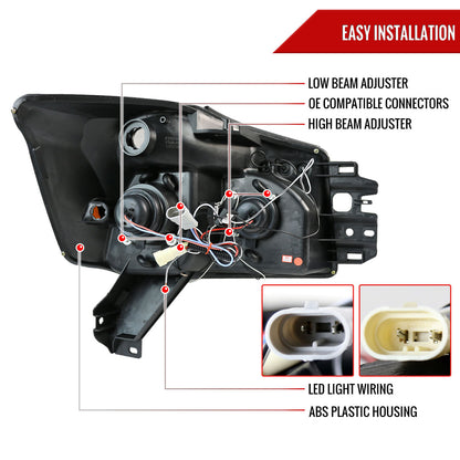 2004-2015 Nissan Titan/ 2004-2007 Armada Dual Halo Projector Headlights (Matte Black Housing/Clear Lens)