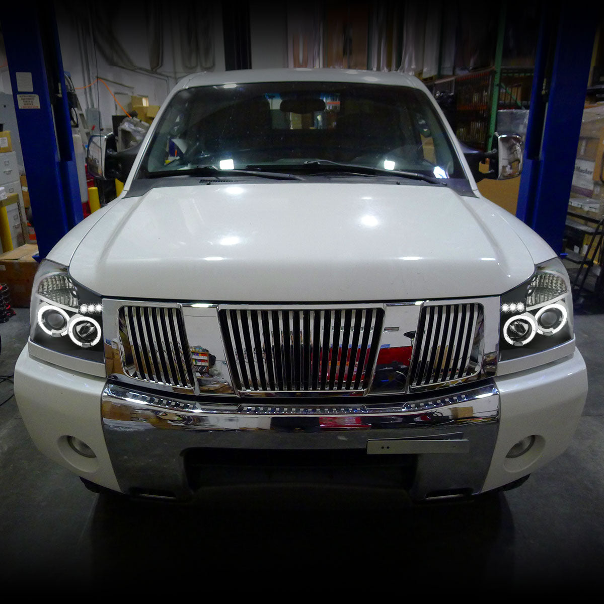 2004-2015 Nissan Titan/ 2004-2007 Armada Dual Halo Projector Headlights (Matte Black Housing/Clear Lens)