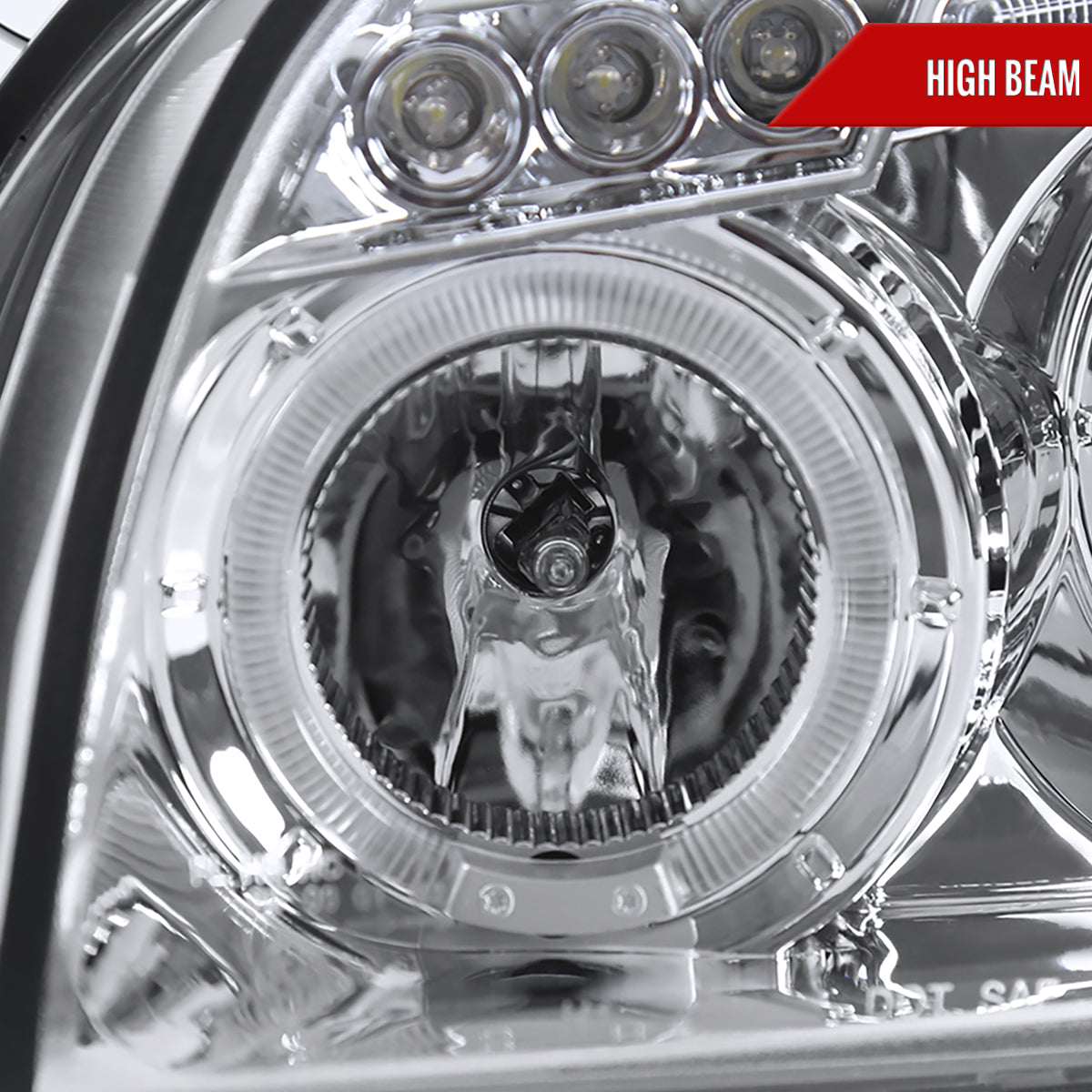 2005-2009 Hyundai Tucson Single Halo Projector Headlights (Chrome Housing/Clear Lens)