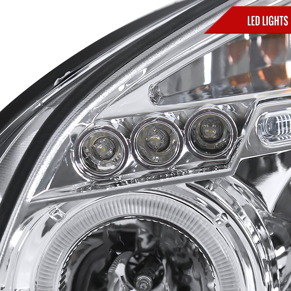 2005-2009 Hyundai Tucson Single Halo Projector Headlights (Chrome Housing/Clear Lens)