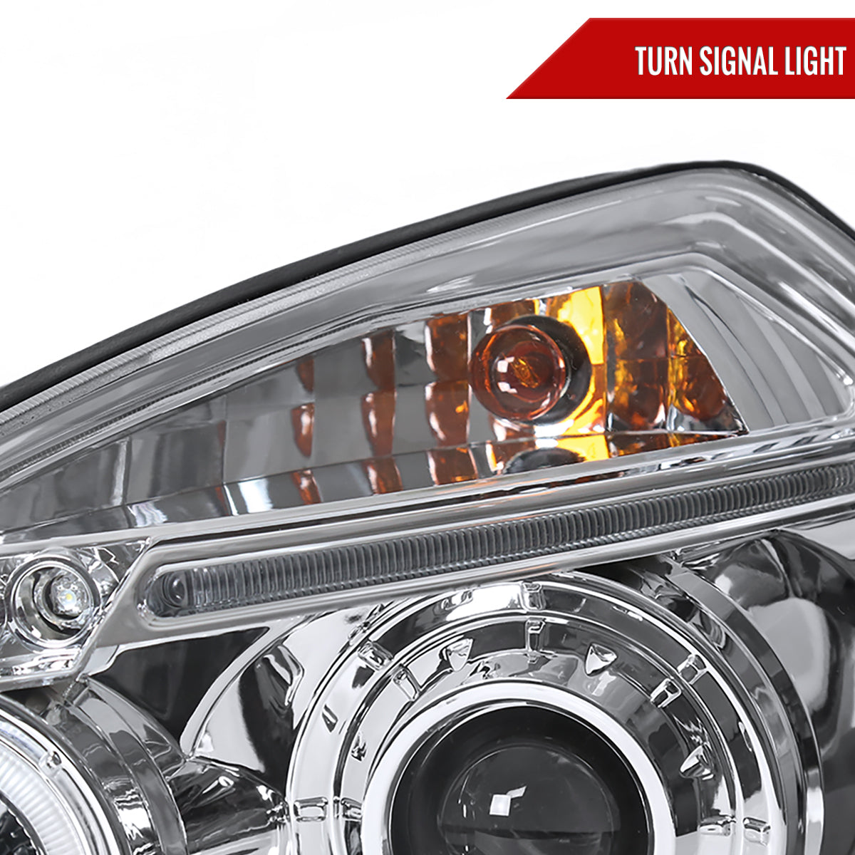2005-2009 Hyundai Tucson Single Halo Projector Headlights (Chrome Housing/Clear Lens)