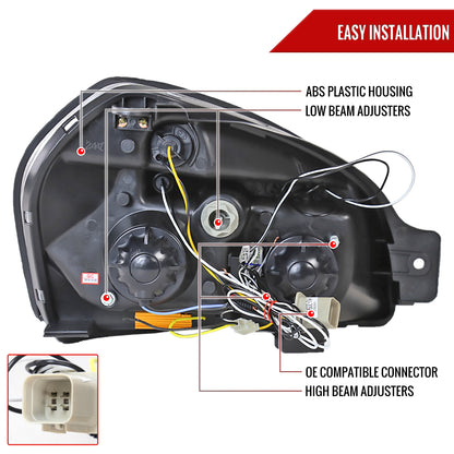 2005-2009 Hyundai Tucson Single Halo Projector Headlights (Chrome Housing/Clear Lens)