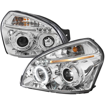 2005-2009 Hyundai Tucson Single Halo Projector Headlights (Chrome Housing/Clear Lens)