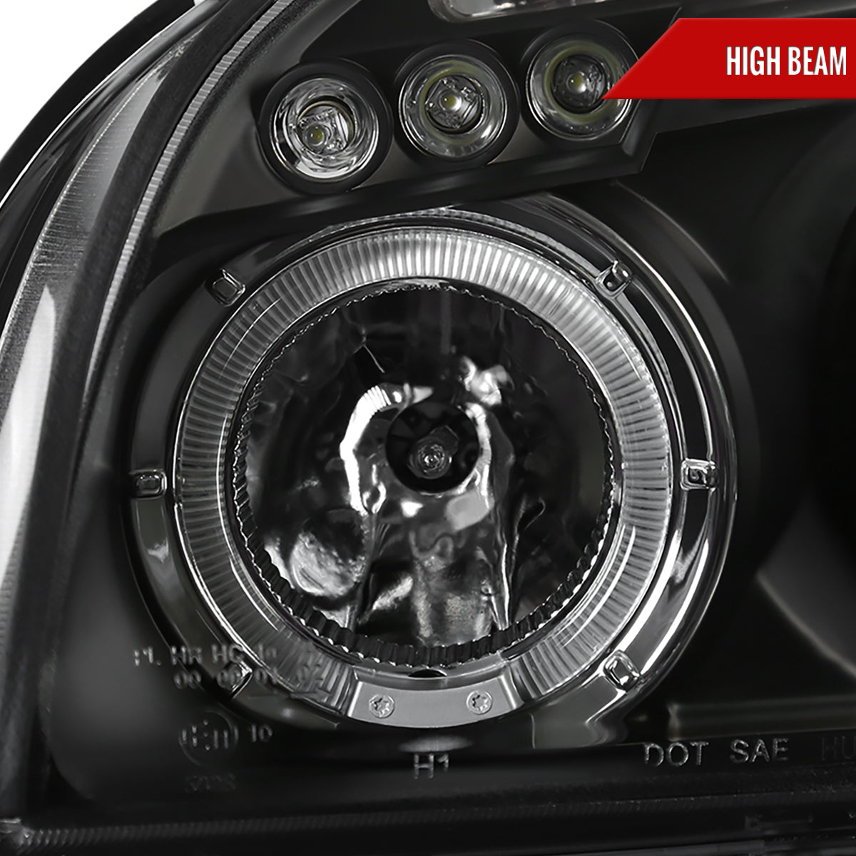2005-2009 Hyundai Tucson Single Halo Projector Headlights (Matte Black Housing/Clear Lens)