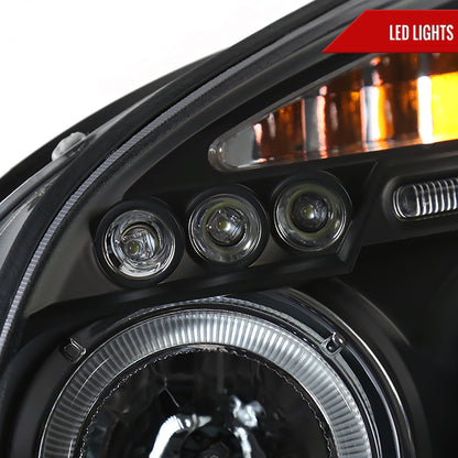 2005-2009 Hyundai Tucson Single Halo Projector Headlights (Matte Black Housing/Clear Lens)