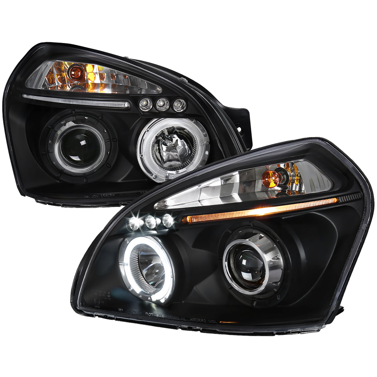 2005-2009 Hyundai Tucson Single Halo Projector Headlights (Matte Black Housing/Clear Lens)