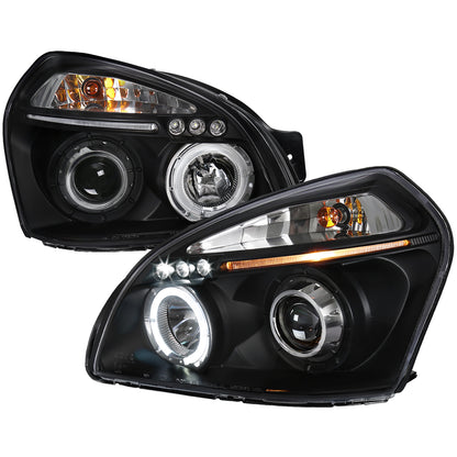 2005-2009 Hyundai Tucson Single Halo Projector Headlights (Matte Black Housing/Clear Lens)