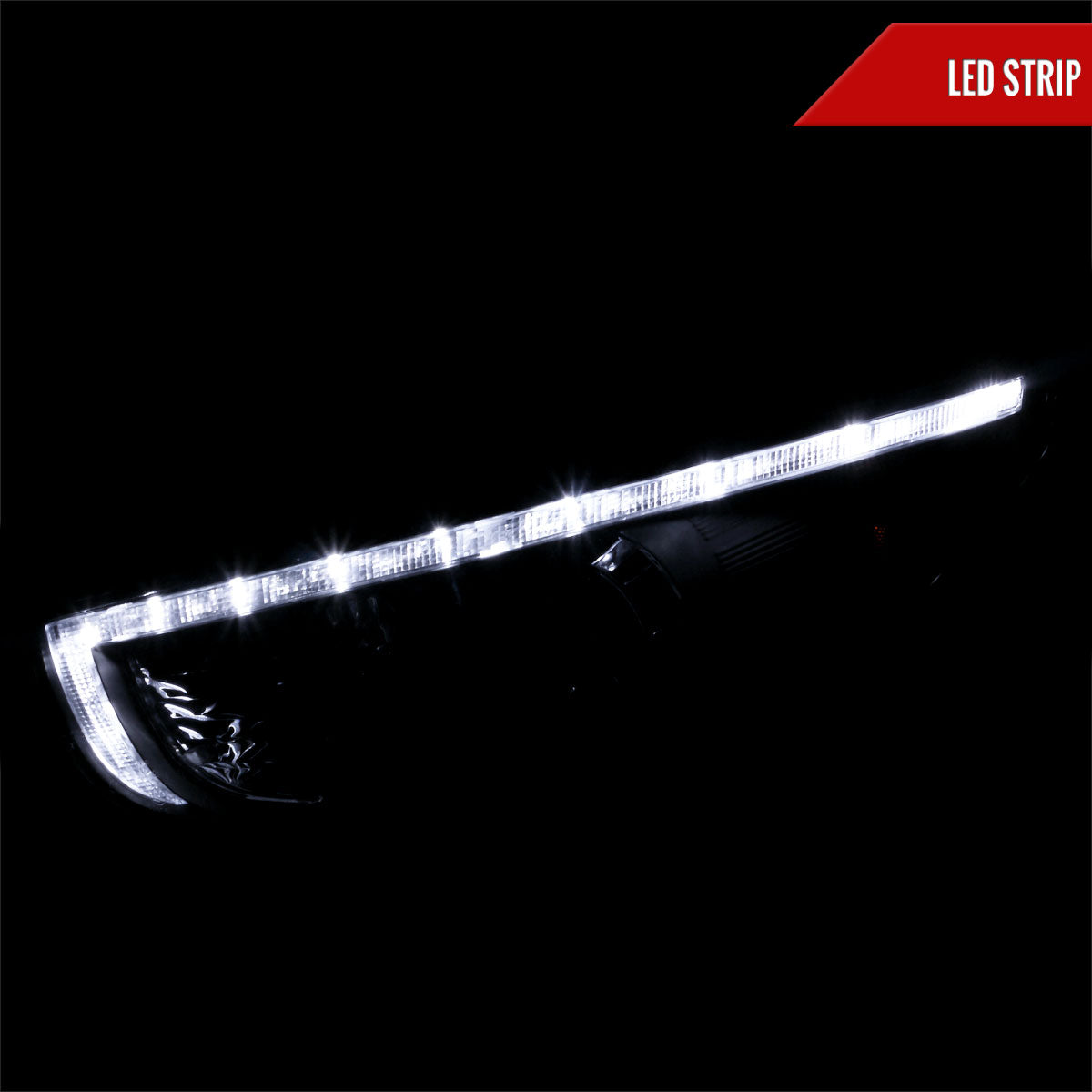2010-2013 Hyundai Tucson Projector Headlights w/ LED Light Strip (Matte Black Housing/Clear Lens)
