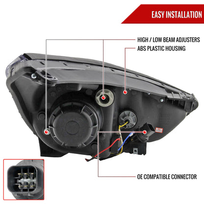 2010-2013 Hyundai Tucson Projector Headlights w/ LED Light Strip (Matte Black Housing/Clear Lens)