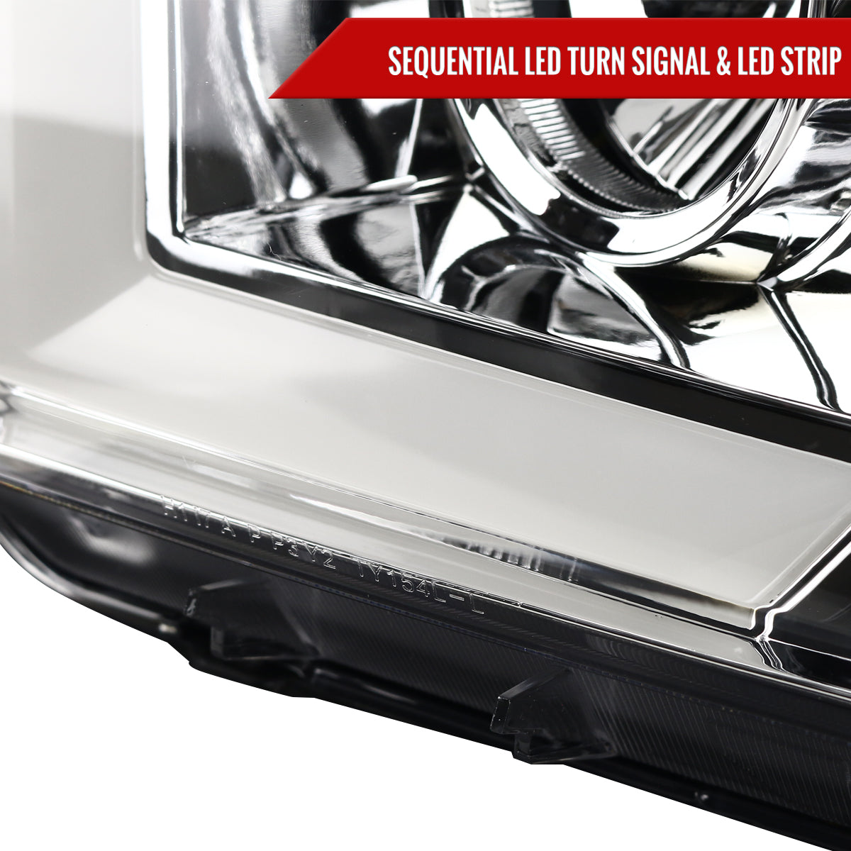 2007-2013 Toyota Tundra/ 2008-2017 Sequoia Switchback Sequential LED C-Bar Projector Headlights (Chrome Housing/Clear Lens)