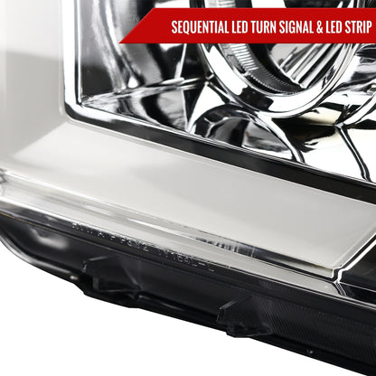2007-2013 Toyota Tundra/ 2008-2017 Sequoia Switchback Sequential LED C-Bar Projector Headlights (Chrome Housing/Clear Lens)