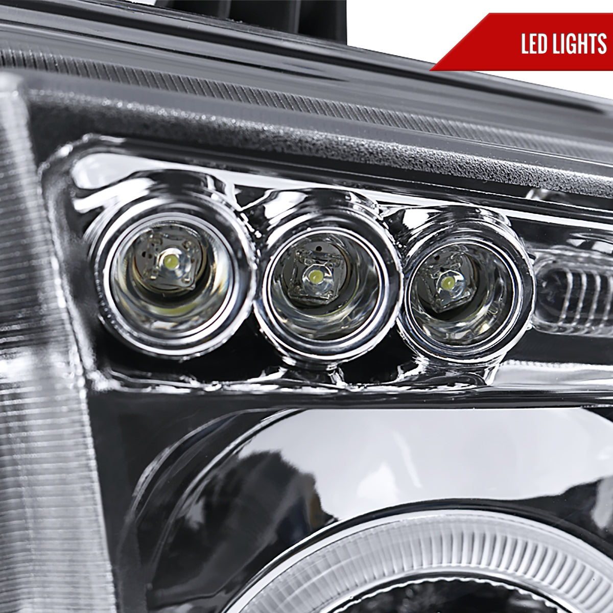 2007-2013 Toyota Tundra/ 2008-2017 Sequoia Single Halo Projector Headlights (Chrome Housing/Clear Lens)