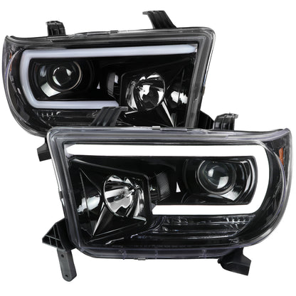 2007-2013 Toyota Tundra/ 2008-2017 Sequoia LED C-Bar Projector Headlights (Jet Black Housing/Clear Lens)