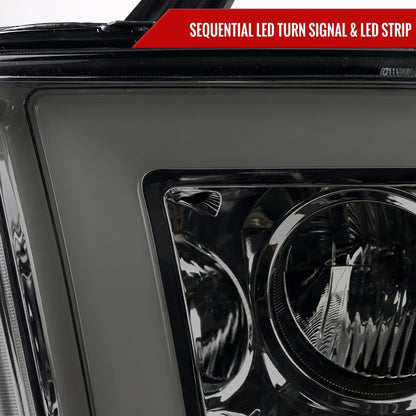 2007-2013 Toyota Tundra/ 2008-2017 Sequoia Switchback Sequential LED C-Bar Projector Headlights (Chrome Housing/Smoked Lens)