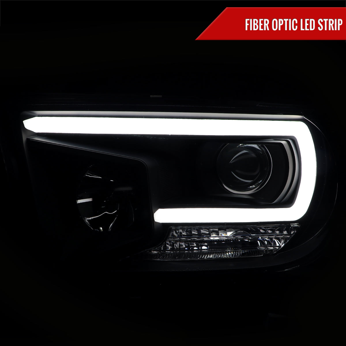 2007-2013 Toyota Tundra/ 2008-2017 Sequoia LED C-Bar Projector Headlights (Black Housing/Clear Lens)