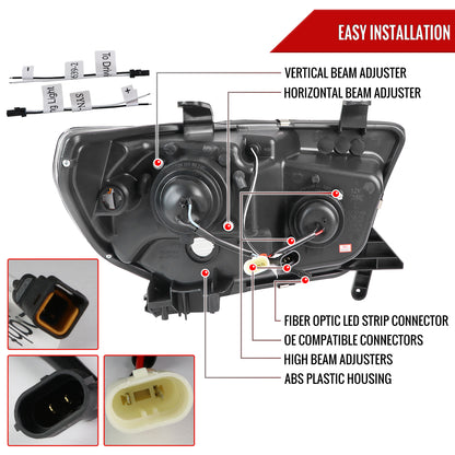 2007-2013 Toyota Tundra/ 2008-2017 Sequoia LED C-Bar Projector Headlights (Black Housing/Clear Lens)