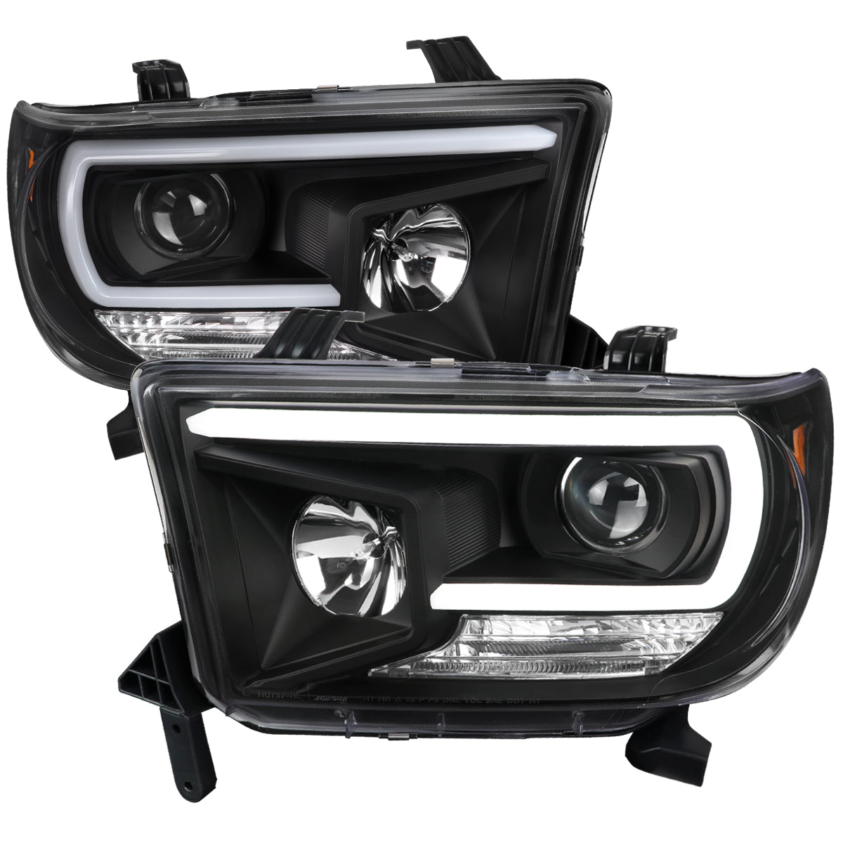 2007-2013 Toyota Tundra/ 2008-2017 Sequoia LED C-Bar Projector Headlights (Black Housing/Clear Lens)