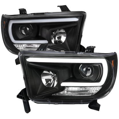 2007-2013 Toyota Tundra/ 2008-2017 Sequoia LED C-Bar Projector Headlights (Black Housing/Clear Lens)