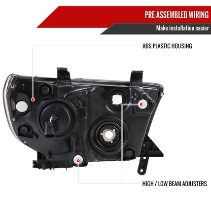 2007-2014 Toyota Tundra/Sequoia Retro Style Projector Headlights (Matte Black Housing/Clear Lens)